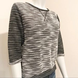 H&M Black and White Striped Crew Neck Sweater
